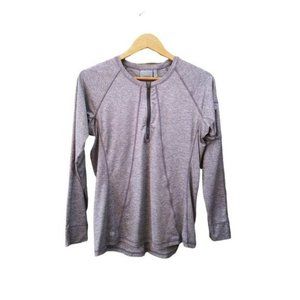 𝅺Athleta Grey Half Zip Running Shirt Arm Zipper‎ Pocket L